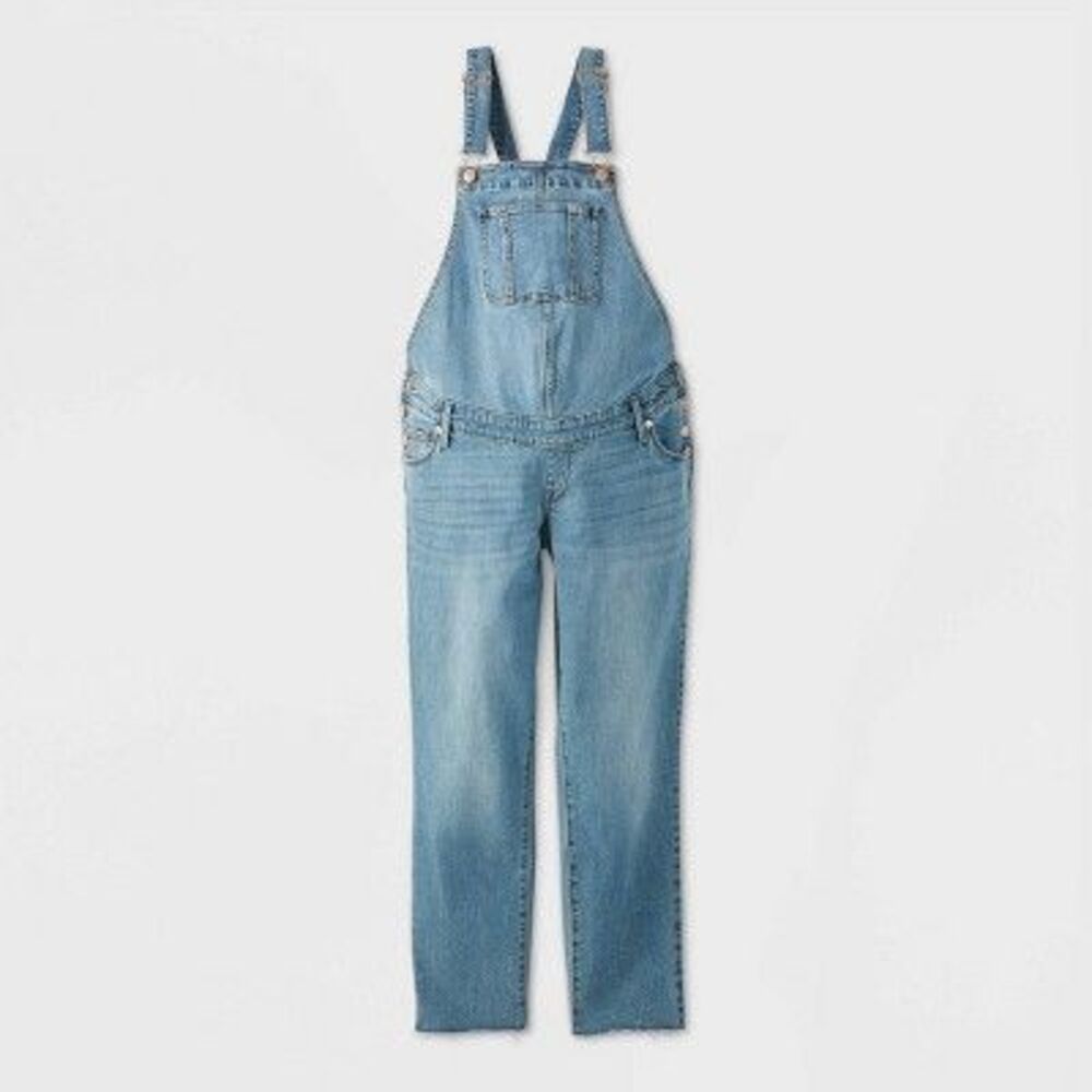 Isabel and Ingrid Denim Maternity Overalls, Medium Blue